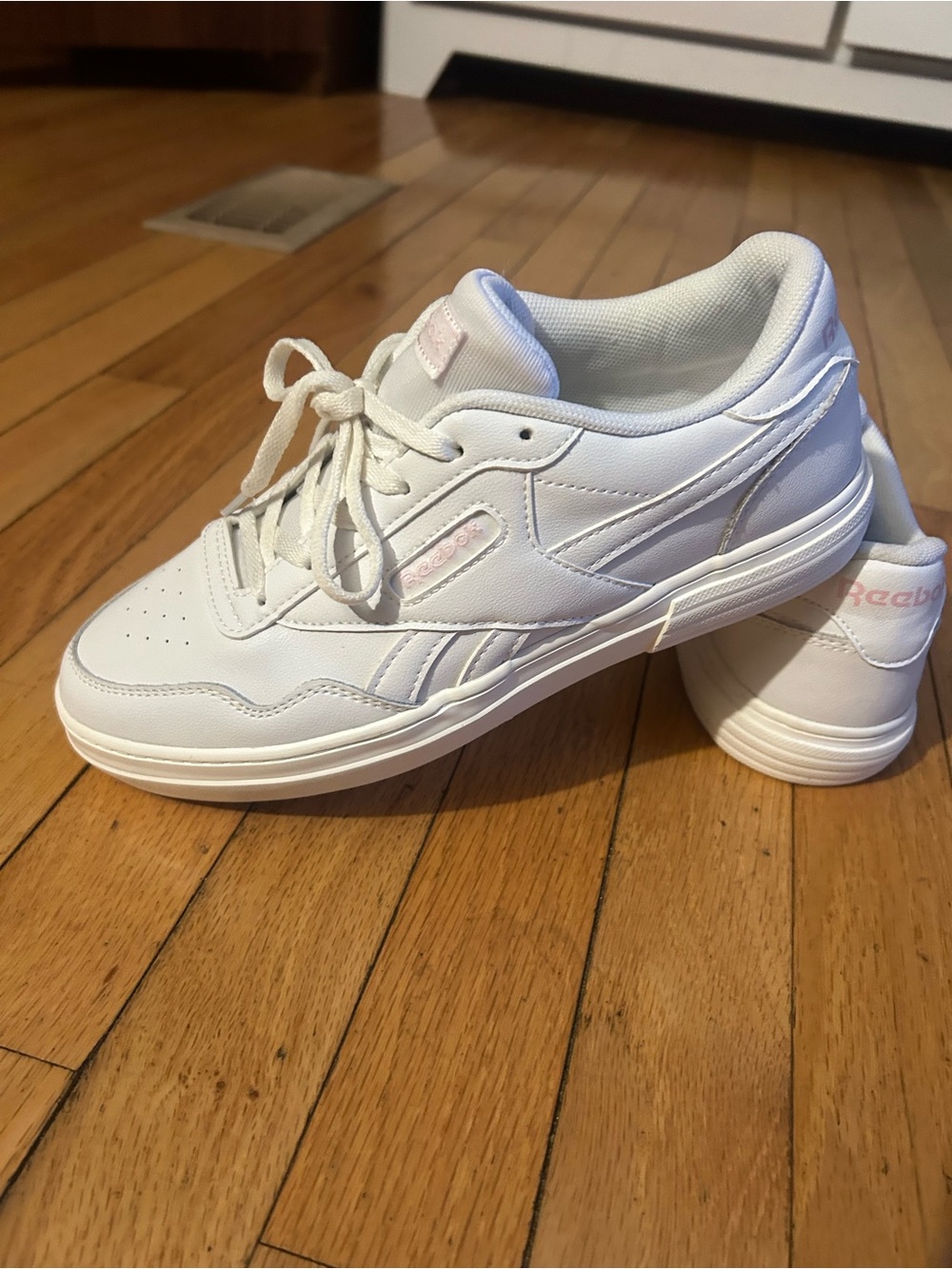 Reebok Women's White Sneakers with Pale Pink Accents